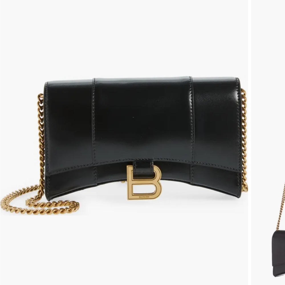 Balenciaga Black Clutch with Gold Accents